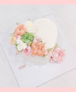 Bánh kem cưới bỏ quả 1 tầng trang trí hoa kem Lovii Cake-BBBC8
