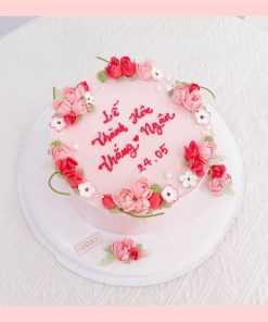 Bánh kem cưới bỏ quả 1 tầng trang trí hoa kem Lovii Cake-BBBC5